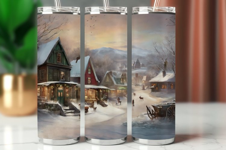 Tumbler Wrap 20 oz - christmas village example image 1