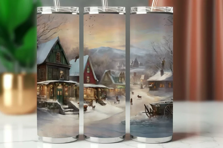 Tumbler Wrap 20 oz - christmas village