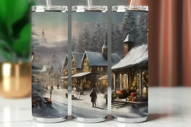 Tumbler Wrap 20 oz - christmas village