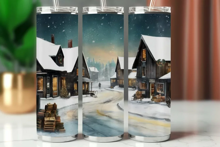 Tumbler Wrap 20 oz - christmas village