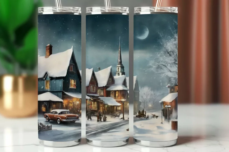 Tumbler Wrap 20 oz - christmas village