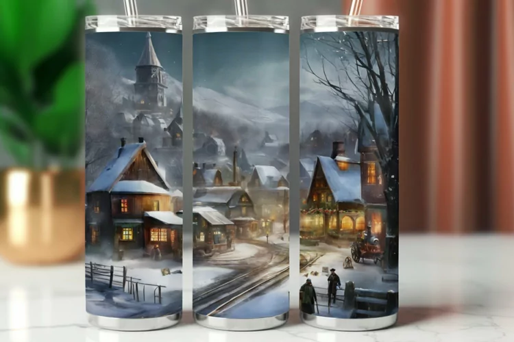 Tumbler Wrap 20 oz - christmas village