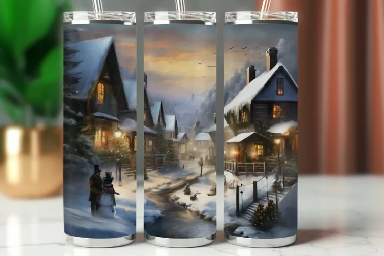 Tumbler Wrap 20 oz - christmas village