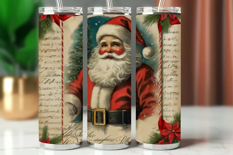 Tumbler Wrap 20 oz - vintage christmas santa claus