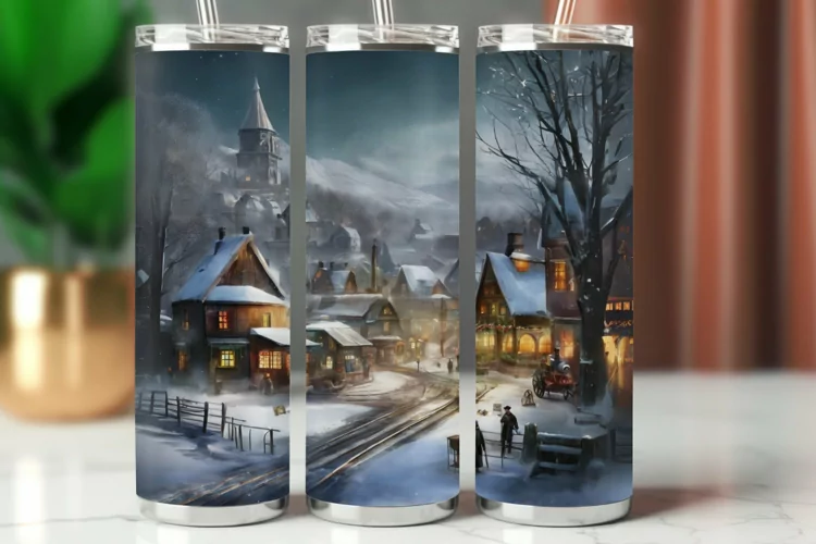 Tumbler Wrap 20 oz - christmas village