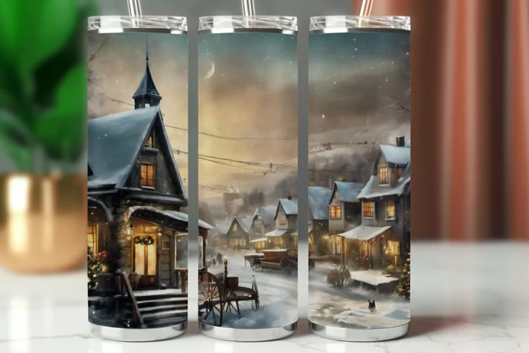 Tumbler Wrap 20 oz - christmas village