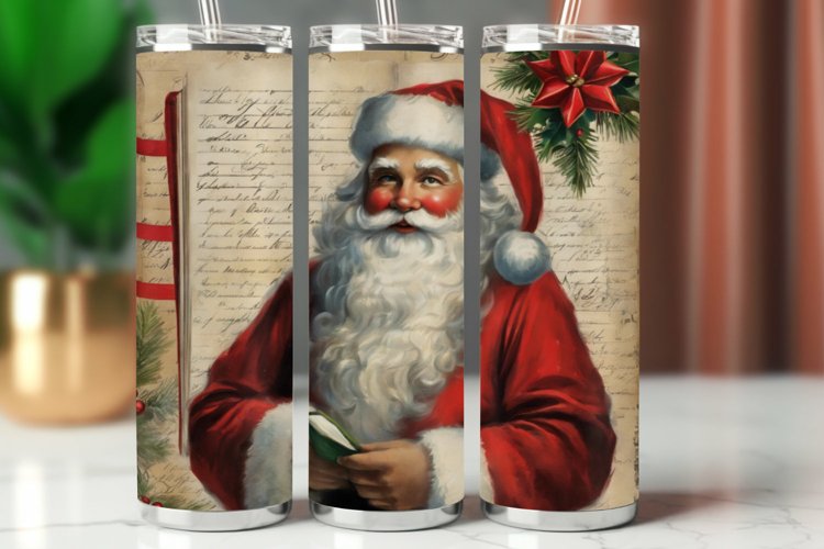 Tumbler Wrap 20 oz - vintage christmas santa claus