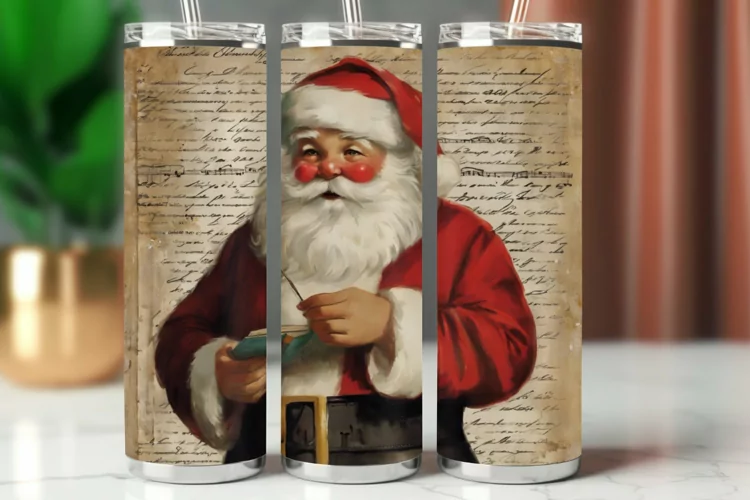Tumbler Wrap 20 oz - vintage christmas santa claus