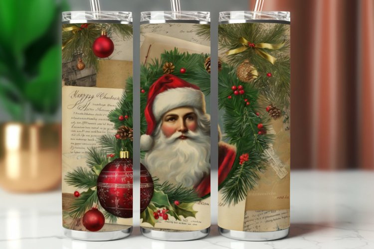 Tumbler Wrap 20 oz - vintage christmas santa claus
