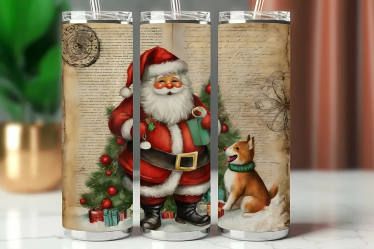 Tumbler Wrap 20 oz - vintage christmas santa claus