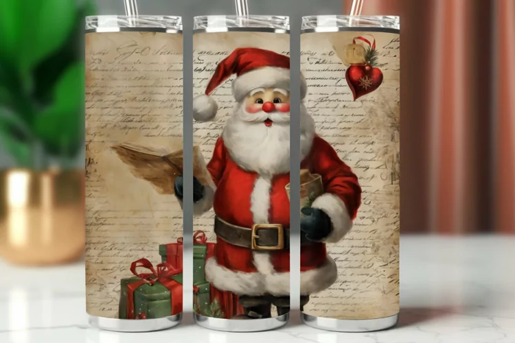 Tumbler Wrap 20 oz - vintage christmas santa claus