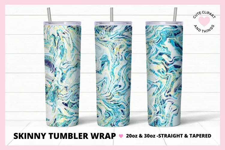 Skinny 20oz & 30oz Tumbler Sublimation Wrap - Blue Marble