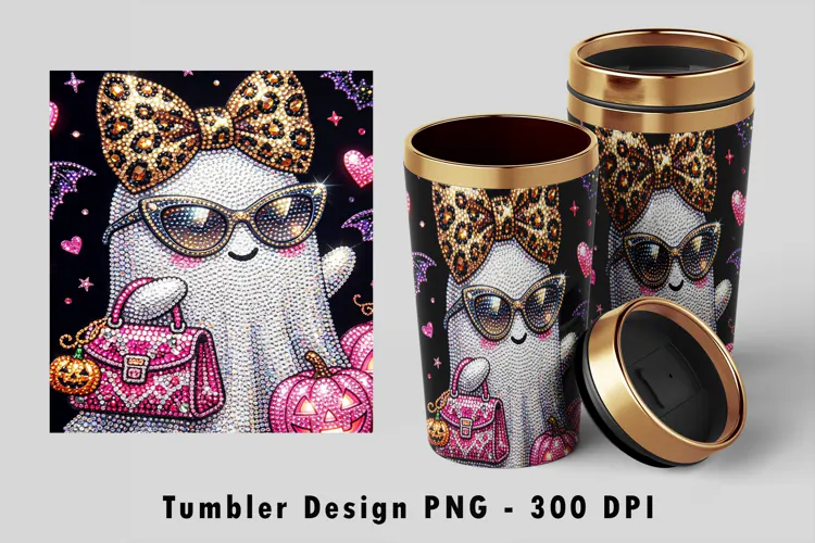 Leopard Bow Sunglasses Ghost Tumbler PNG