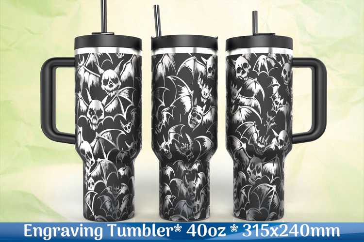 Skull wings gothic engraving wrap SVG for tumblers