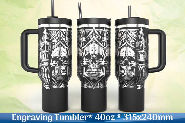 Gothic cathedral skulls SVG laser engraving wrap