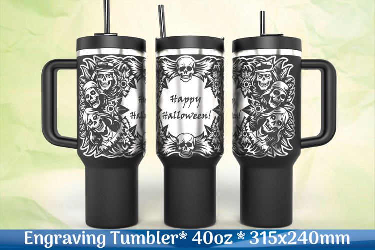 Halloween Skull Frame Stanley 40oz Engraving SVG