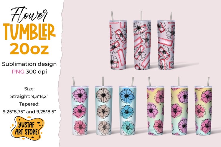 Anemone Flowers tumbler 20 oz sublimation 3 design example image 1