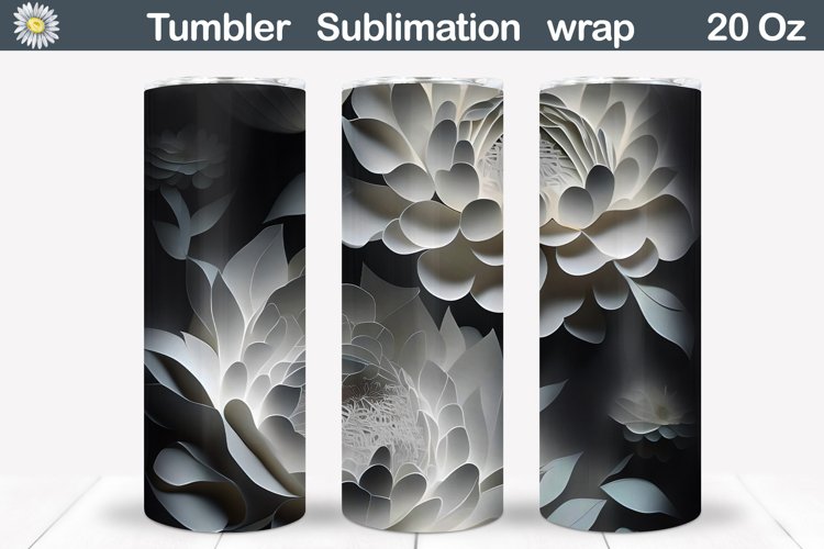 3D Black Peonies Tumbler | Flowers Paper Art Tumbler