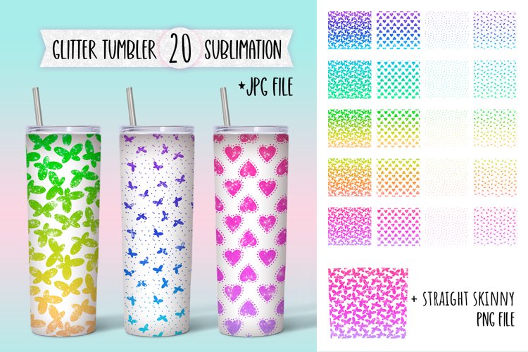 Glitter Heart and Love Tumbler Design | Sublimation Bundle example image 1