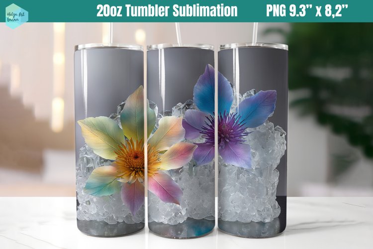 20 OZ Tumbler Sublimation | Flowers in ice