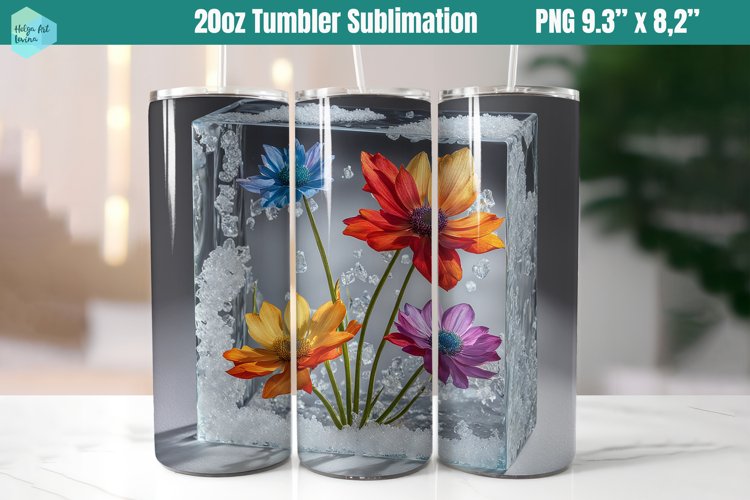 20 OZ Tumbler Sublimation | Flowers in ice