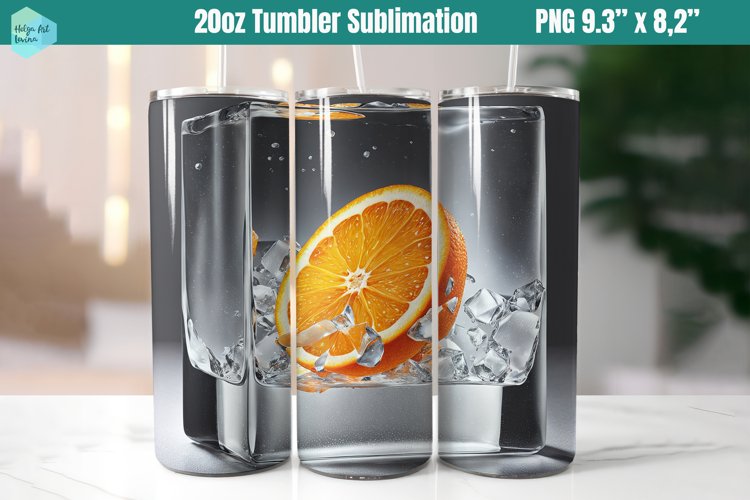 20 OZ Tumbler Sublimation | Orange in ice example image 1