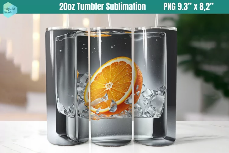 20 OZ Tumbler Sublimation | Orange in ice
