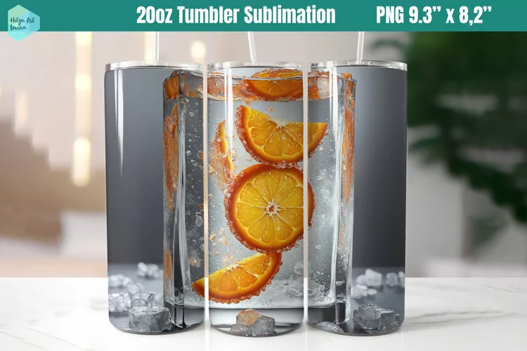 20 OZ Tumbler Sublimation | Orange in ice