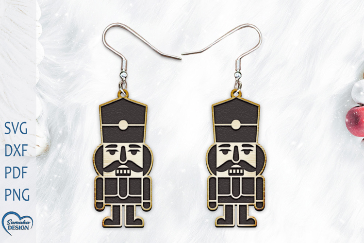 Christmas Earrings Laser Cut. Christmas Nutcracker Laser Cut