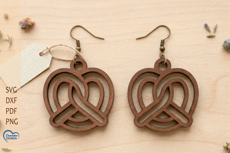 Pretzel Earrings Laser Cut. Food Earrings Laser Cut.