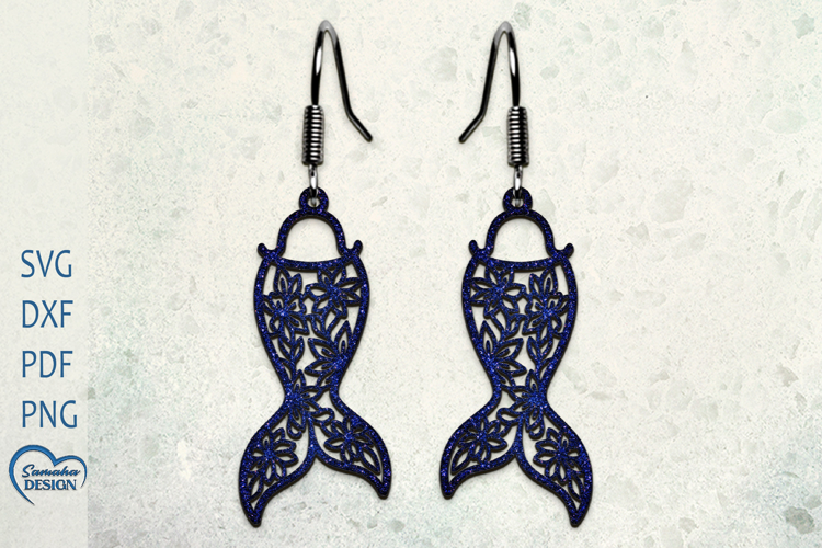Mermaid Earrings Laser Cut. Mermaid tail Laser Cut.