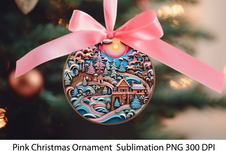 Pink Christmas Ornament PNG. Christmas Quilling Png.