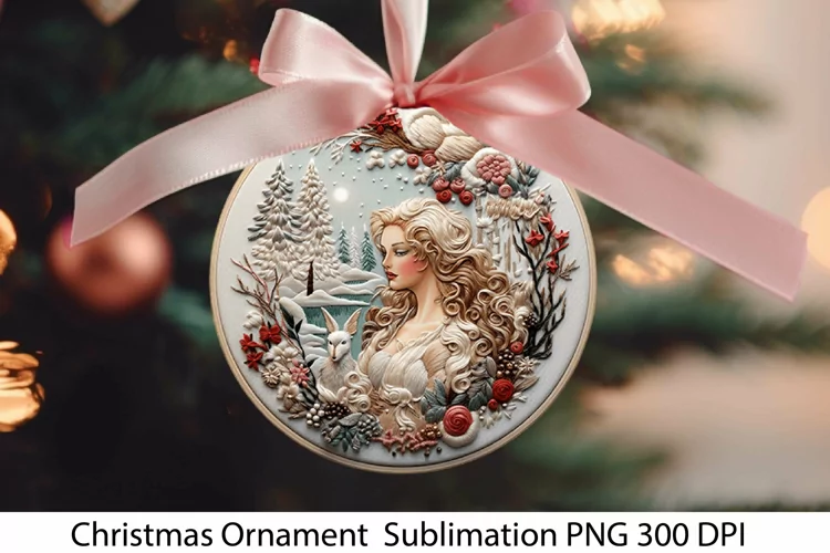 Pink Christmas Ornament PNG. Christmas Sublimation.