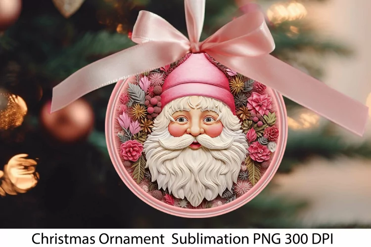 Pink Christmas Ornament PNG. Christmas Sublimation.