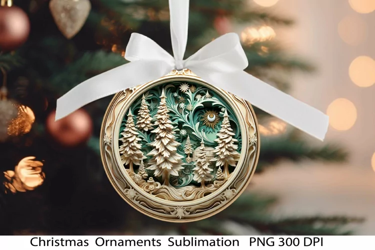 Christmas Ornament PNG. 3D Christmas .Wooden Sublimation.