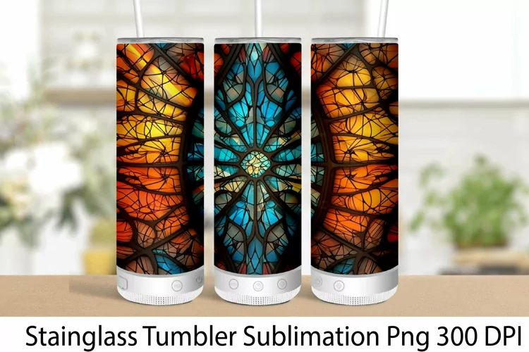 Stained glass Tumbler Wrap PNG. Tumbler Wrap Sublimation.