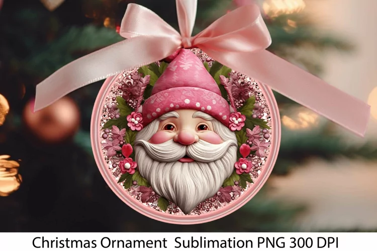 Pink Christmas Ornament PNG. Christmas Sublimation.