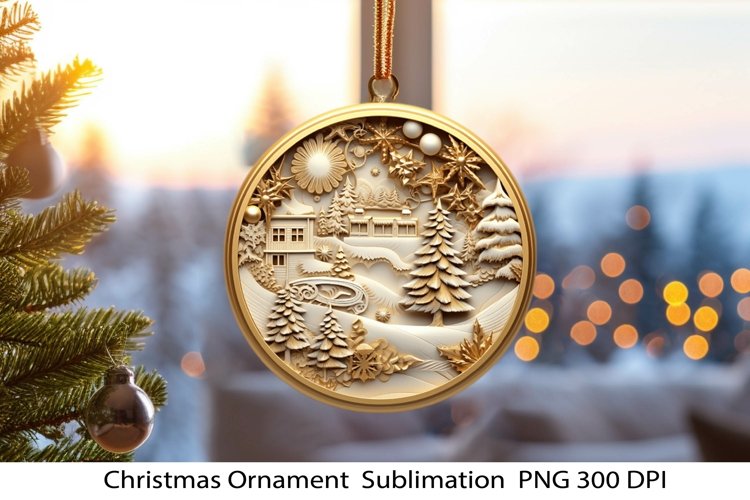 Christmas Ornament PNG. 3D Christmas Png. Wood Carving.