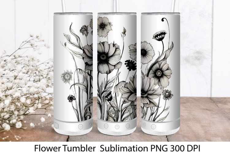 Flower Tumbler. Sunflower Sublimation. Tumbler Wrap PNG.