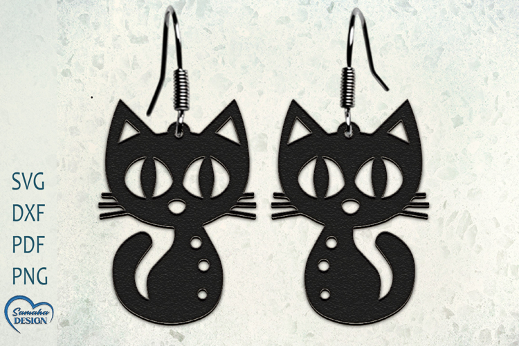 Halloween Cat Earrings Laser Cut. Cute Cat Earrings. example image 1