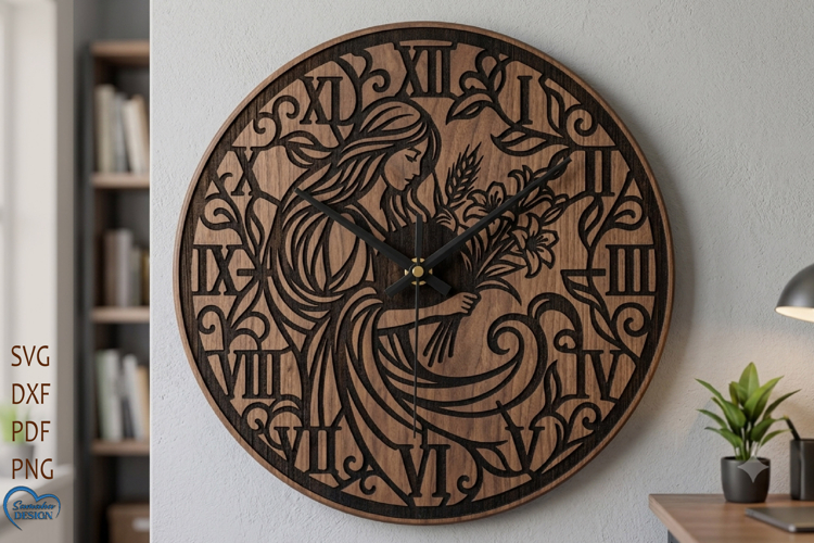 Virgo Zodiac Wall clock laser cut. Clock face.
