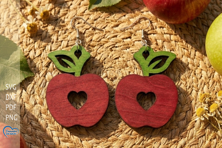 Apple Earrings Laser Cut. Summer Earrings Laser Cut.