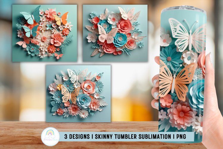 Butterfiles 3D Tumbler Sublimation I 3D Tumbler Wrap