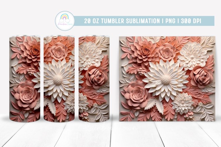 3D Flowers Tumbler Sublimation Wrap