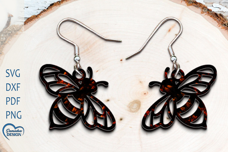 HoneyBee Earrings Laser Cut. Bee Silhouette Laser Cut.