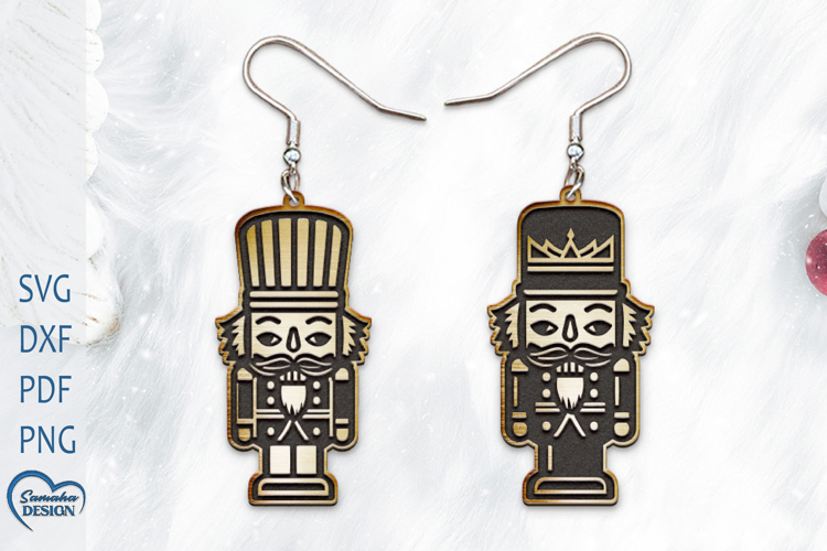 Christmas Earrings Laser Cut. Christmas Nutcracker Laser Cut