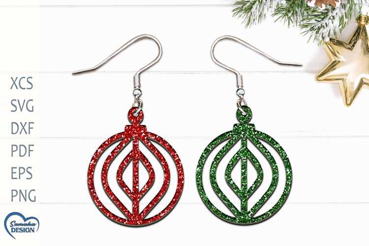 Christmas Earrings Laser Cut. Christmas Ball Laser Cut.