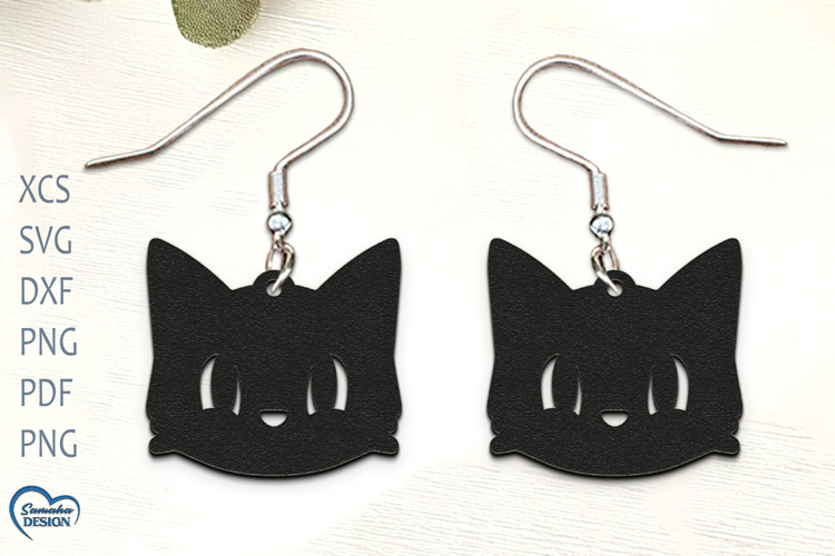 Cat Earrings Laser Cut. Laser Cut earrings SVG.