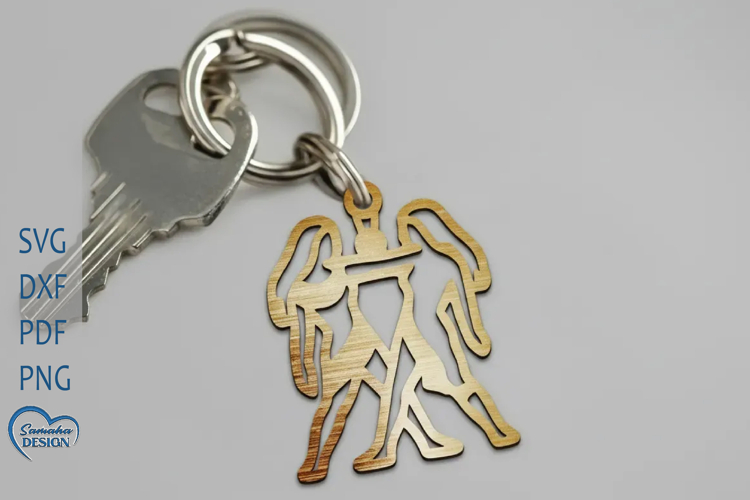 Gemini Keychain Laser Cut. Zodiac Signs Keychain.