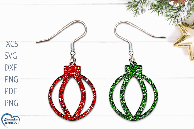 Christmas Earrings Laser Cut. Christmas Ball Laser Cut.